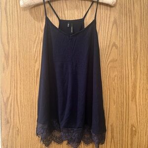Maurices Dark Blue Lace Hem Cami super cute